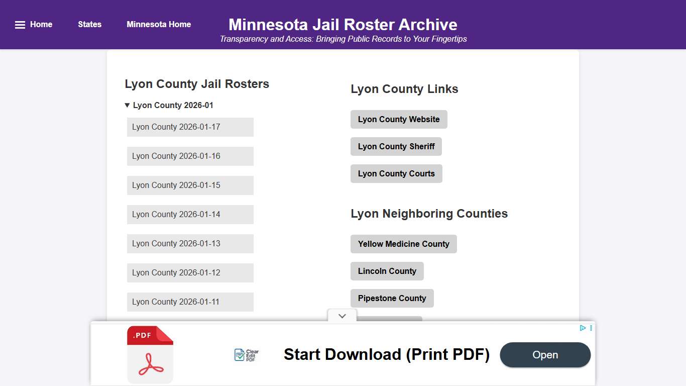 Lyon County - Minnesota Jail Rosters