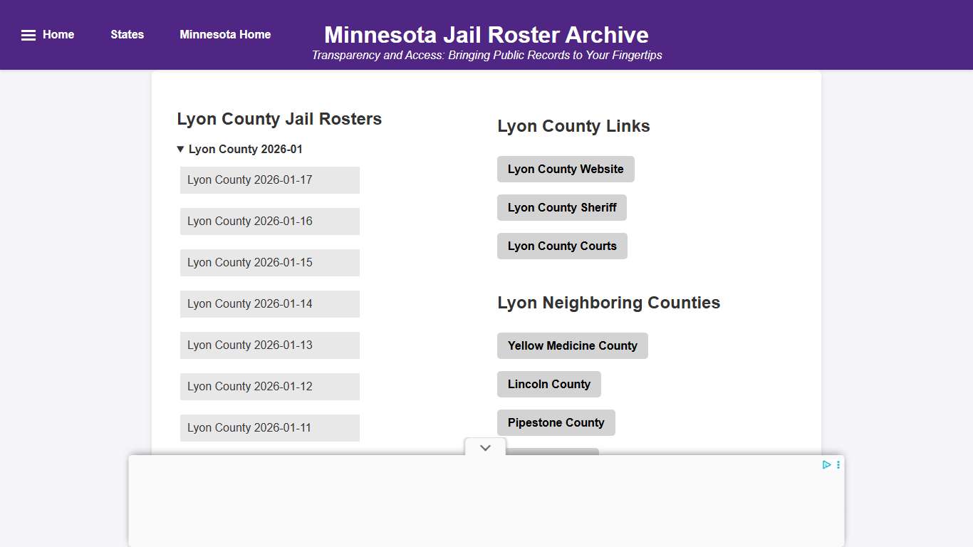 Lyon County - Minnesota Jail Rosters